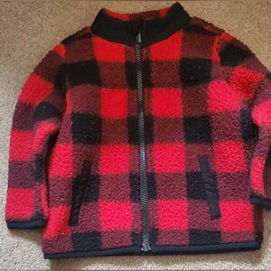 Red and Black Plaid Fleece Jacket